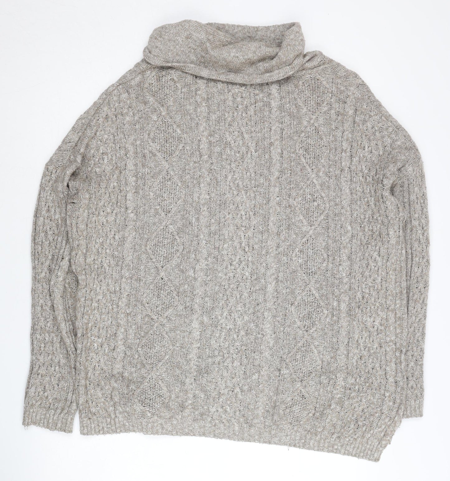 FatFace Women's Beige Wool Blend Roll Neck Jumper