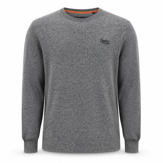 Superdry Men's Grey Large Pullover Jumper, Logo Accent
