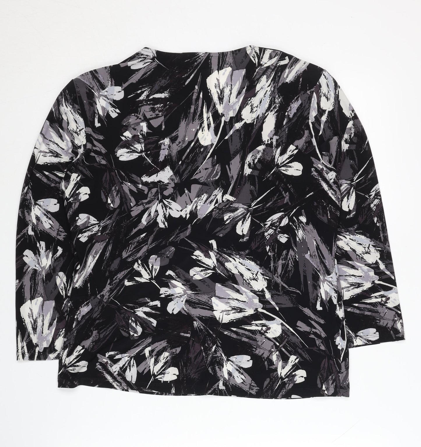 CC Women's Black Floral Wrap Blouse V-Neck