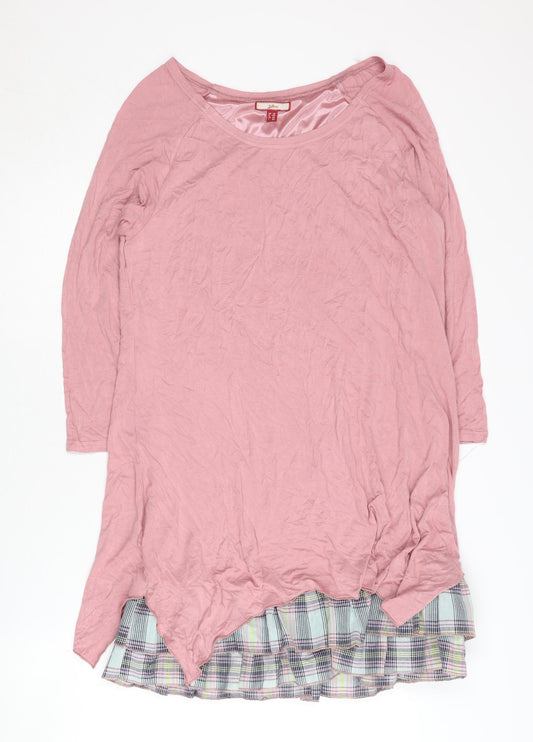 Joe Browns Women's Pink 3/4 Sleeve Plaid Dress