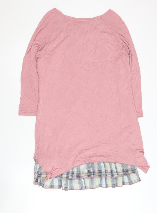 Joe Browns Women's Pink 3/4 Sleeve Plaid Dress
