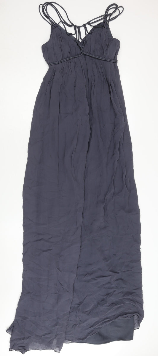 Ted Baker Women's Blue Silk Maxi Dress, Size 4, Elegant Party