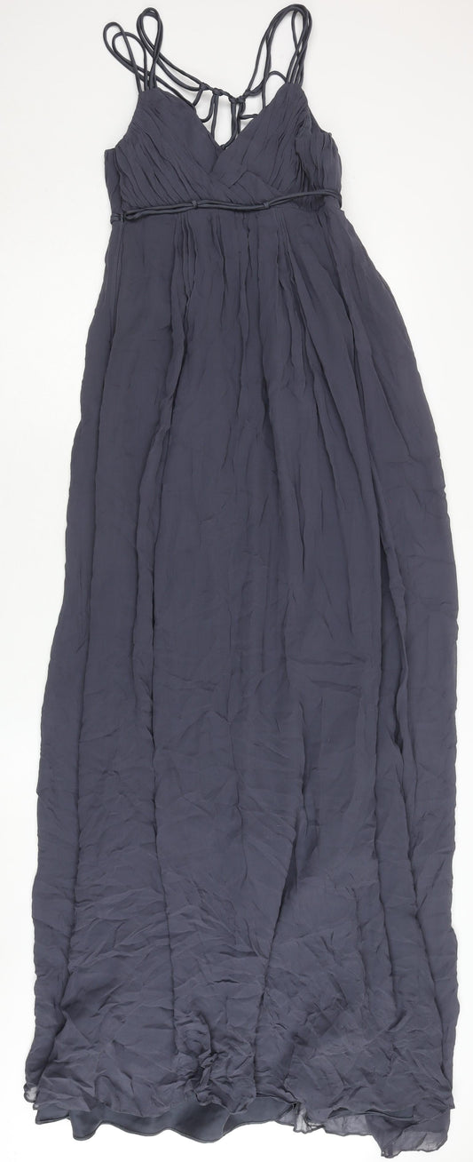 Ted Baker Women's Blue Silk Maxi Dress, Size 4, Elegant Party