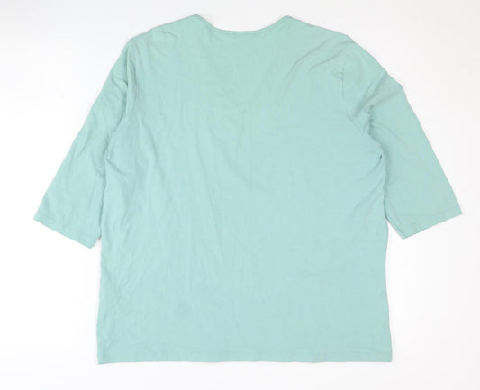 Olsen Women's Green 3/4 Sleeve V-Neck Top Size 14