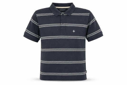 Maine New England Men's Blue L Polo Striped Shirt