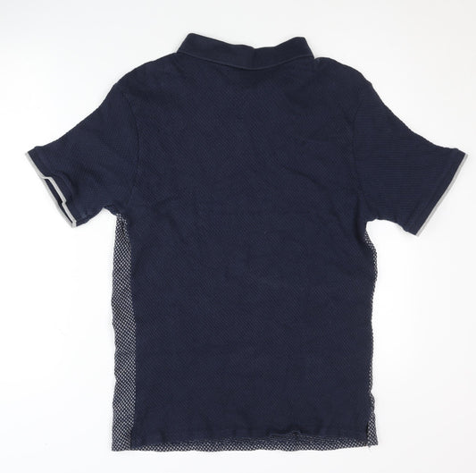 LFC Men's Blue Polo Shirt L in Geometric Pattern