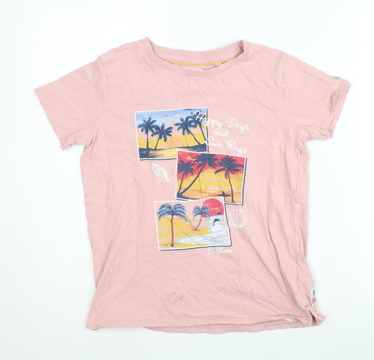FatFace Girls Pink Graphic T-Shirt 11-12 Years Summer