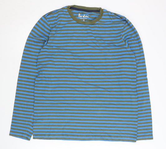Boden Men's Blue Striped Crew Neck T-Shirt, Size S