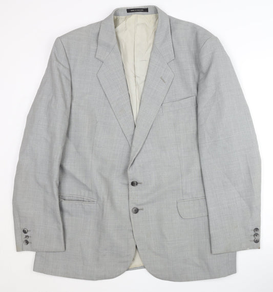 Sumrie Men's Grey 46 Regular Fit Single-Breasted Blazer