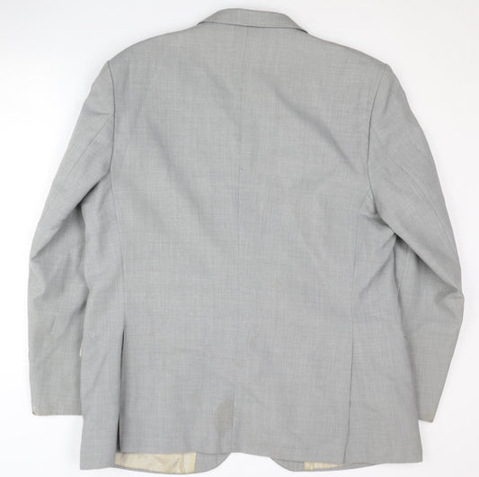 Sumrie Men's Grey 46 Regular Fit Single-Breasted Blazer