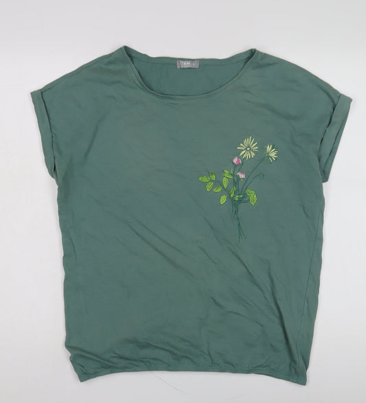 TXM Women's Green Embroidered T-Shirt L Casual