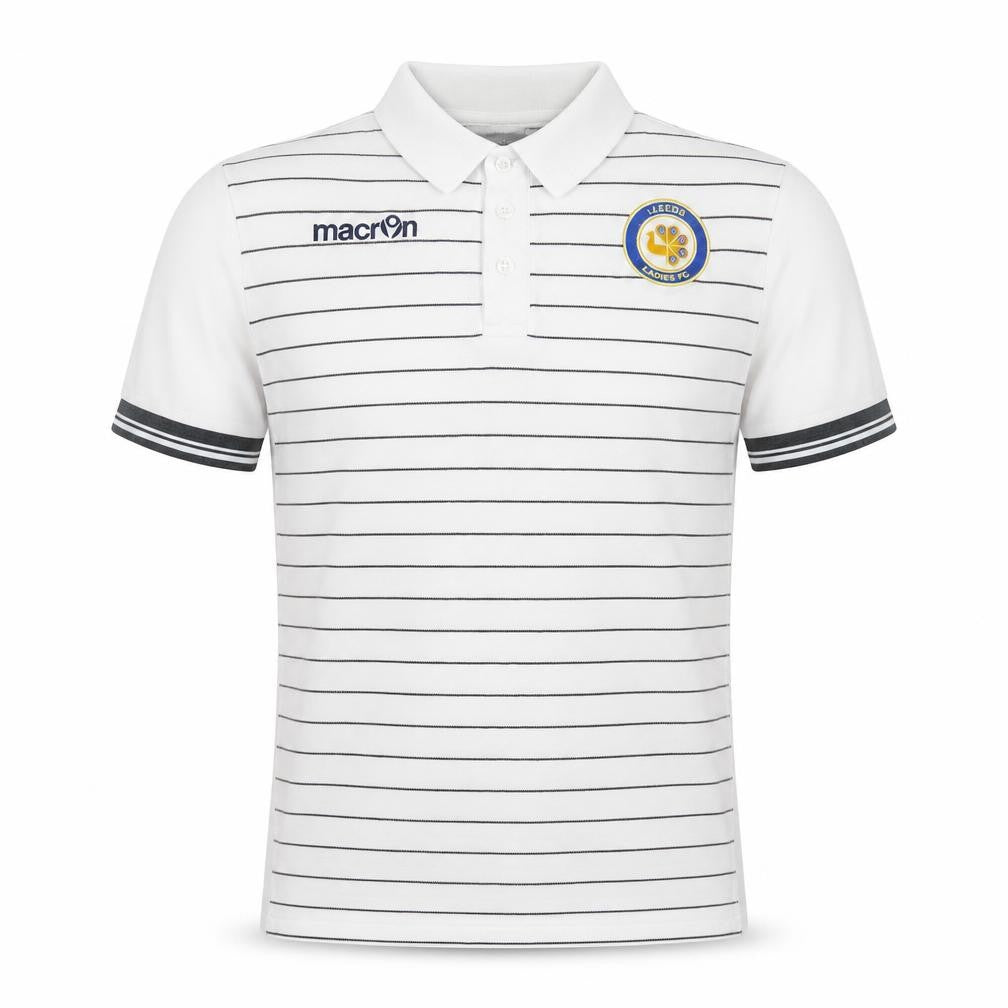 Macron Men's White Striped Polo Shirt M