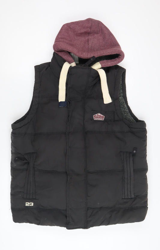 Superdry Men's Black XL Puffer Waistcoat Hooded