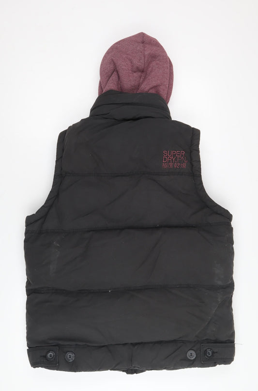 Superdry Men's Black XL Puffer Waistcoat Hooded