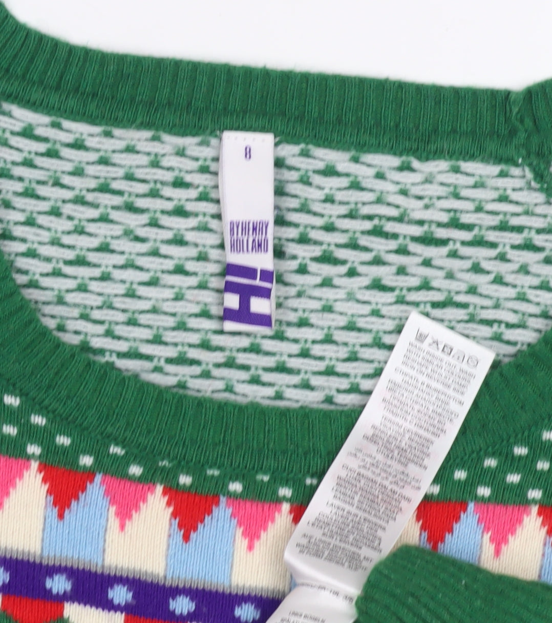 Henry Holland Women's Green Fair Isle Xmas Jumper Size 8