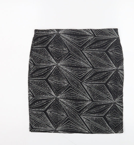 Women's Black Geometric Pencil Skirt M