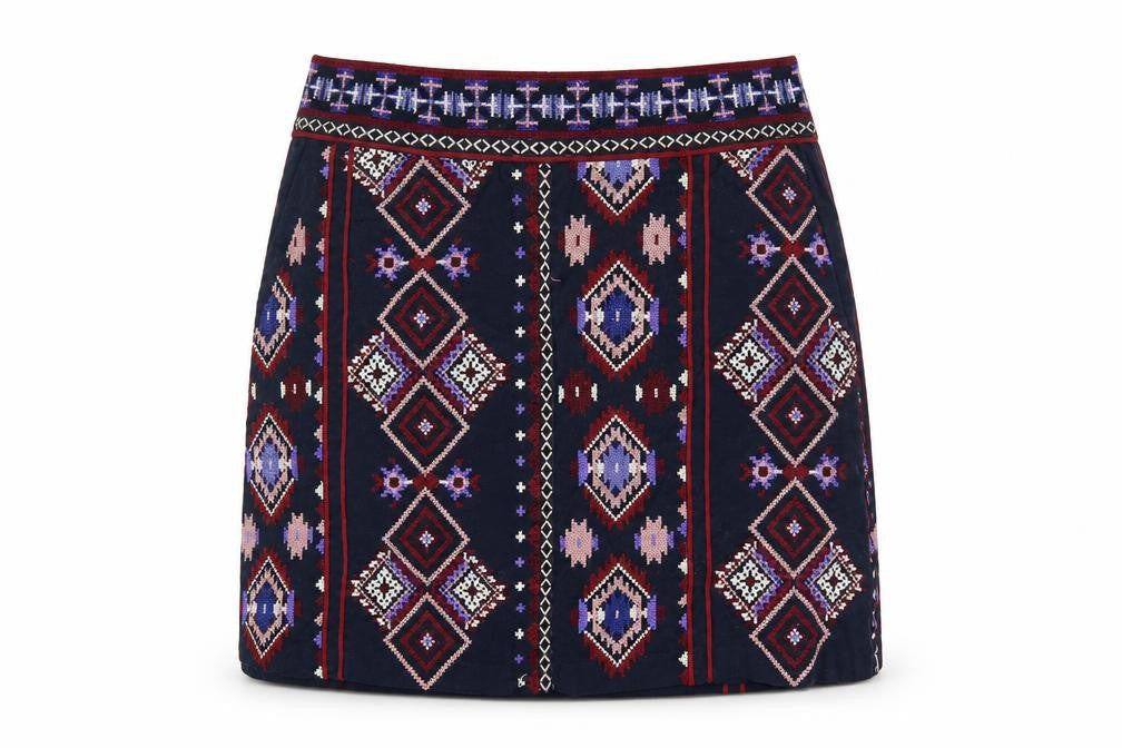 Monsoon Women's Blue Embroidered Skirt Size 12