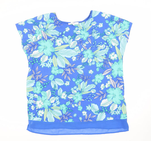 Unip Women's Blue Floral Tunic Top Size 14