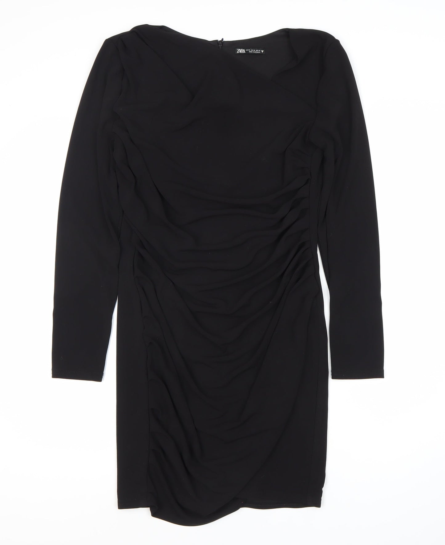 Zara Women's Black Sheath Dress XL Ruched