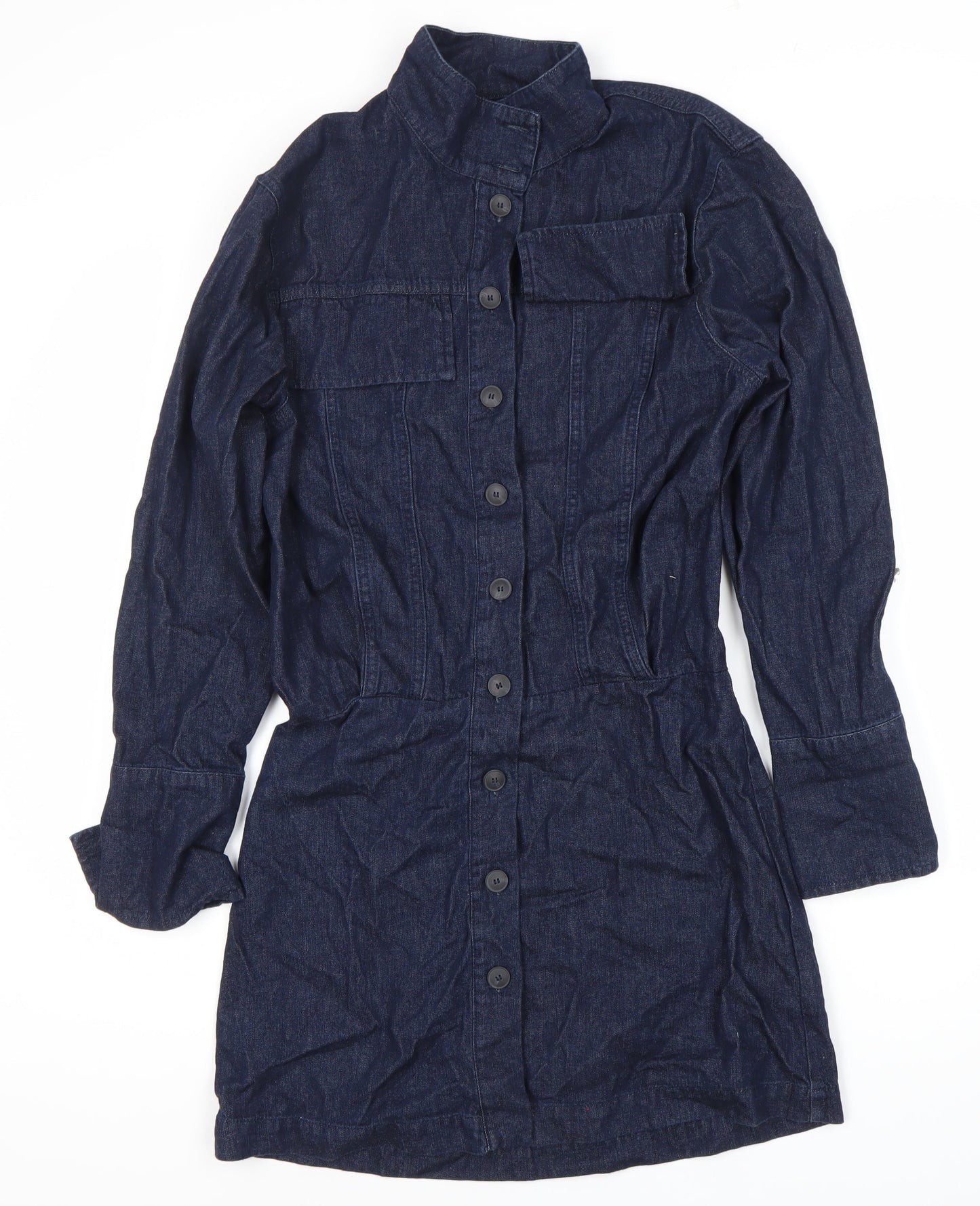 Zara Women's Blue Shirt Dress XS Cotton Casual