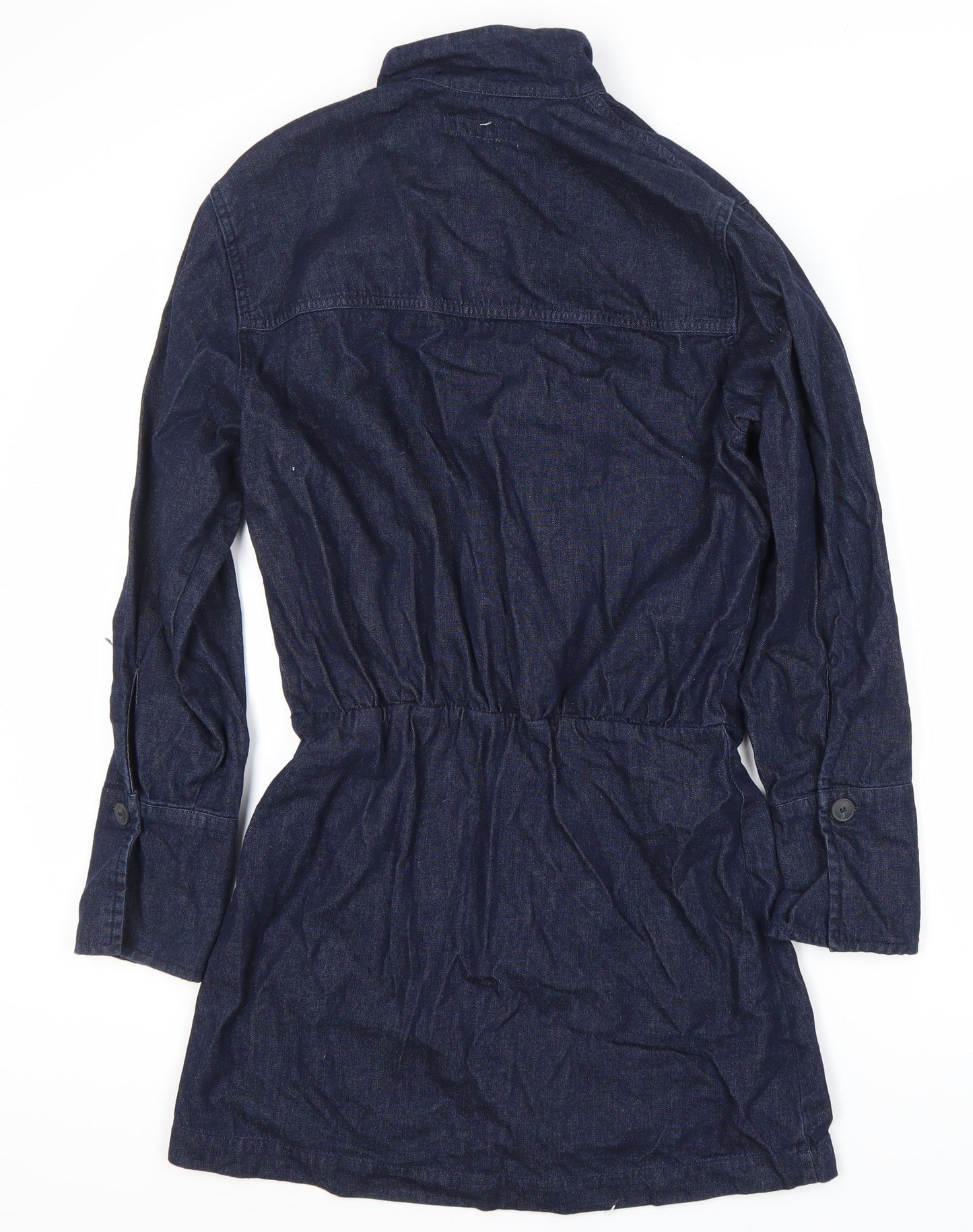 Zara Women's Blue Shirt Dress XS Cotton Casual