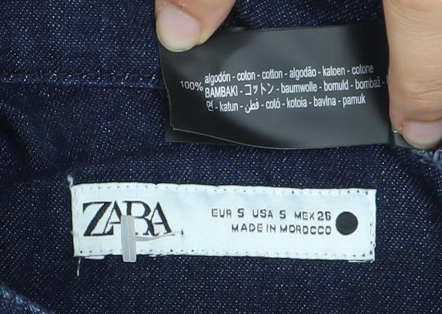 Zara Women's Blue Shirt Dress XS Cotton Casual