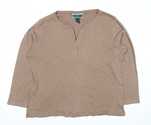 Karen Scott Women's Brown XL Henley T-Shirt