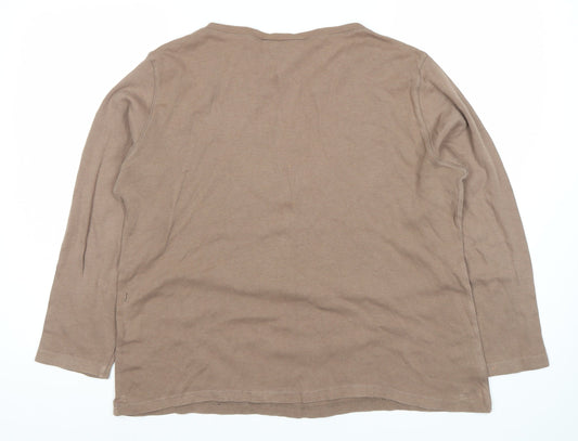 Karen Scott Women's Brown XL Henley T-Shirt