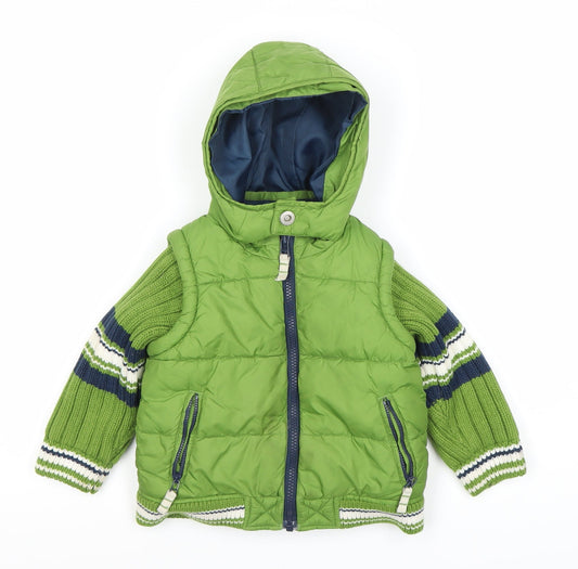 Next Boys Green Puffer Jacket 9-10 Years Hooded Winter Coat