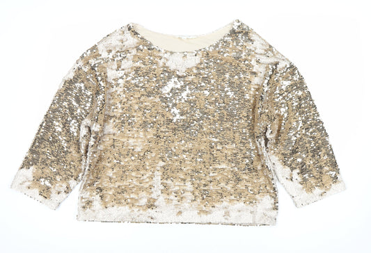 Nine Savannah Miller Gold Sequin Women's 3/4 Sleeve Top