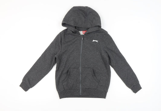 Slazenger Boys Grey Full Zip Hoodie 9-10 Years with Logo