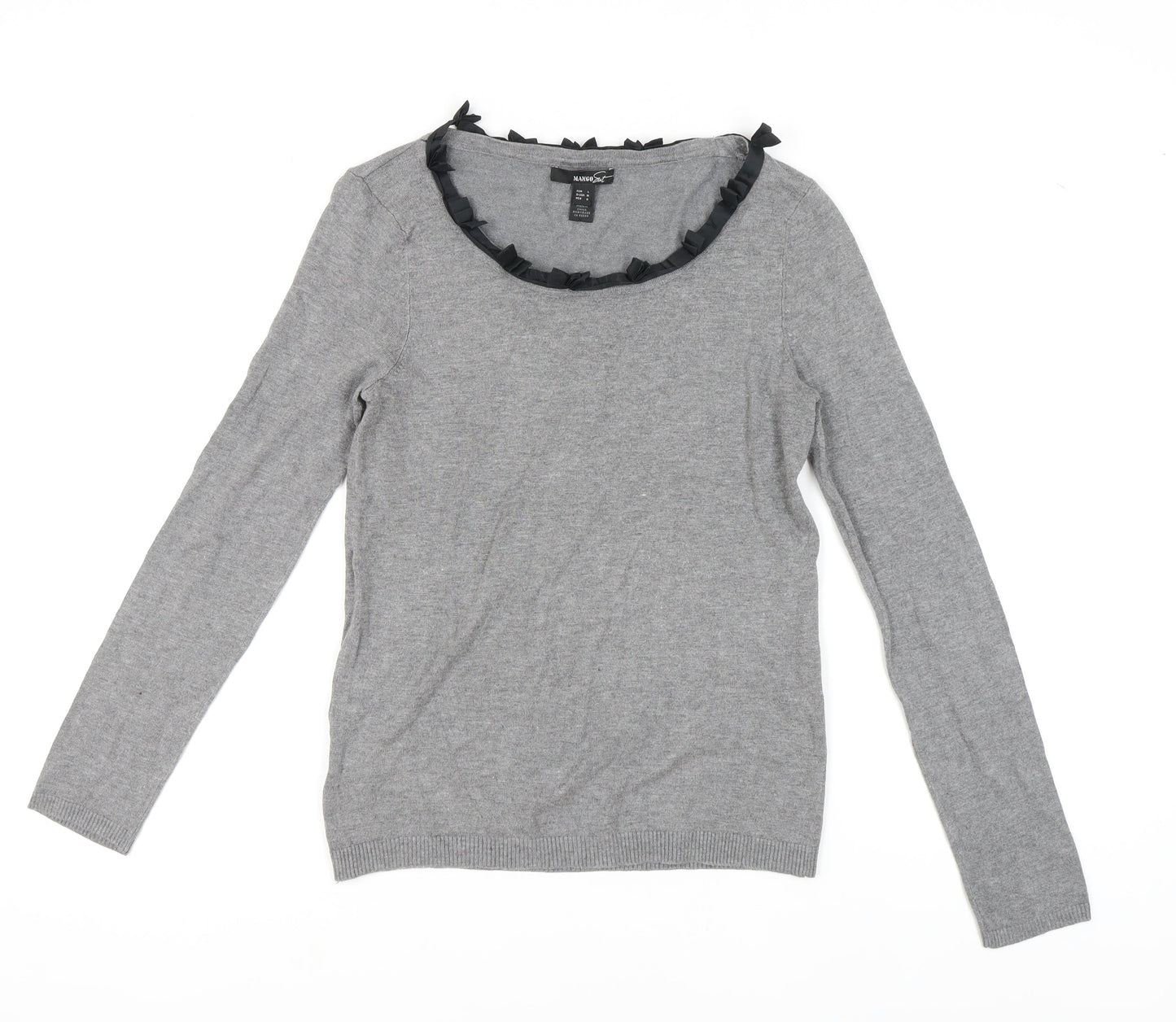 Mango Women’s Grey Ruffle Pullover Jumper Size 12