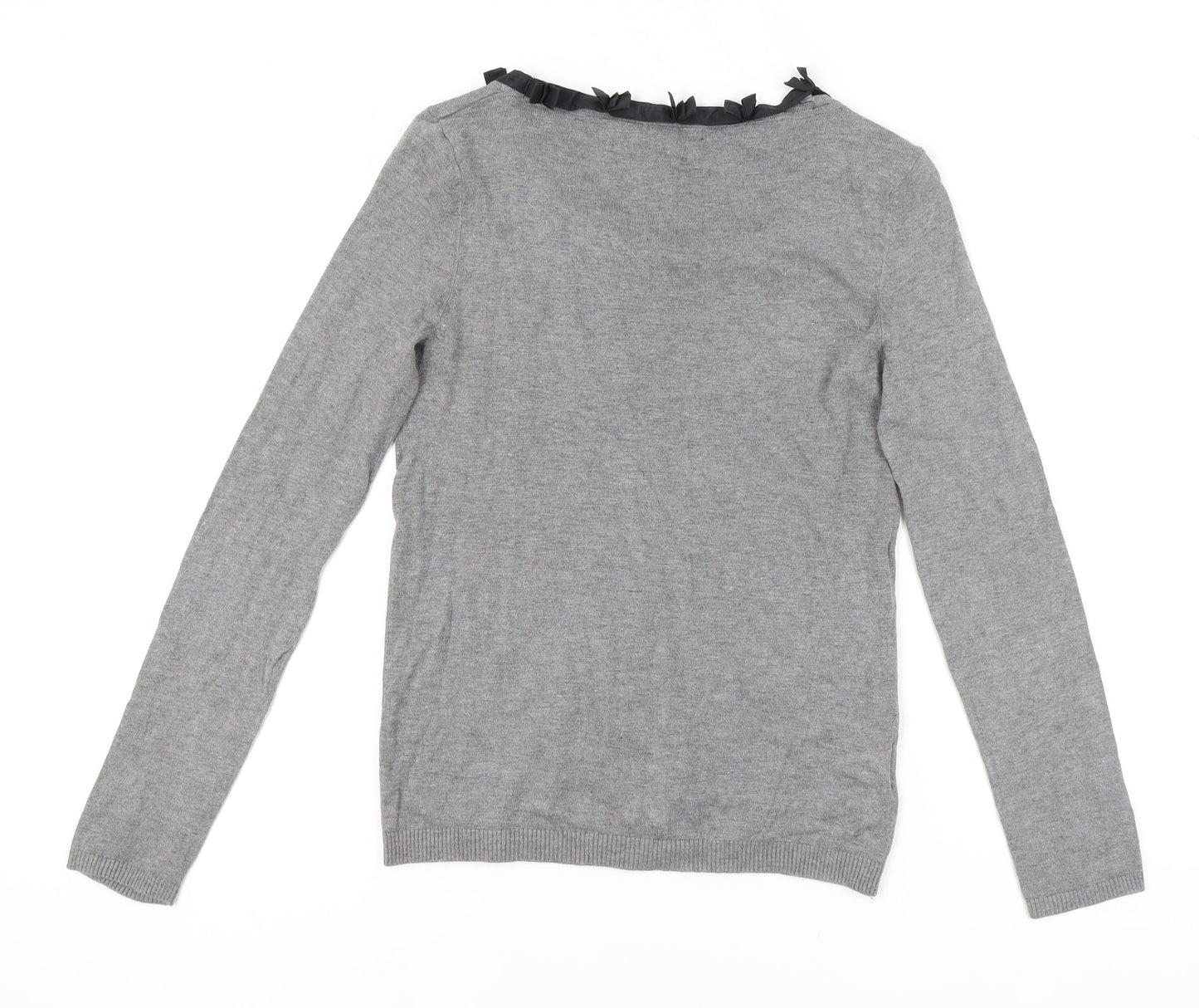 Mango Women’s Grey Ruffle Pullover Jumper Size 12