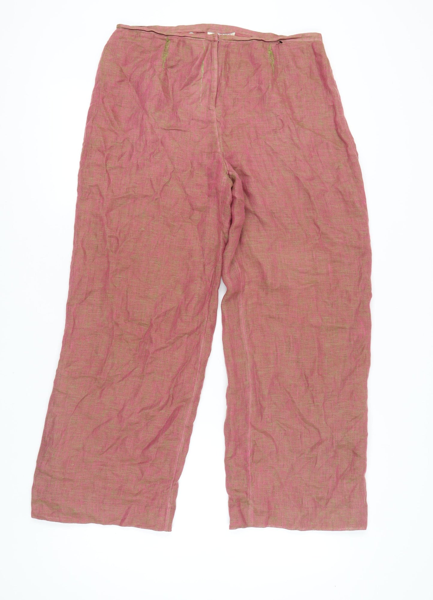 Platinum Women's Pink Linen Trousers Size 14