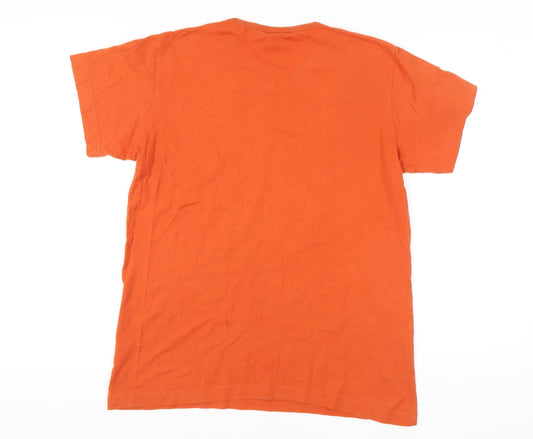 Laura Ashley Men's Orange Cotton V-Neck T-Shirt S