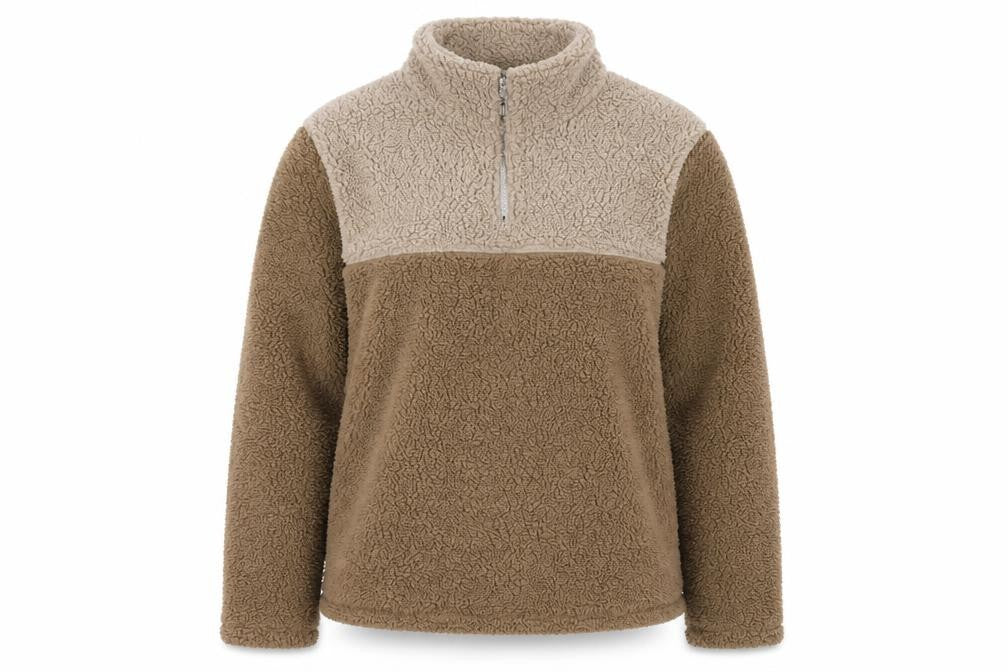 Lounge Womens Brown Mock Neck Fleece Sweatshirt Medium