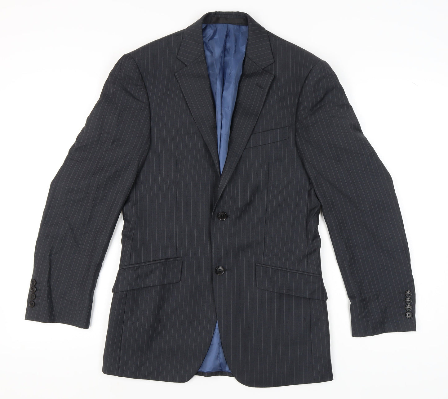Marks and Spencer Men's Grey Pinstripe Suit Jacket Size 34R