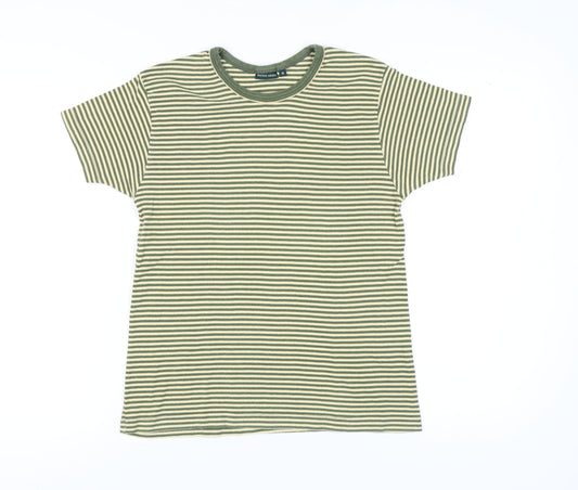Racing Green Women's Green Striped T-Shirt Size 16