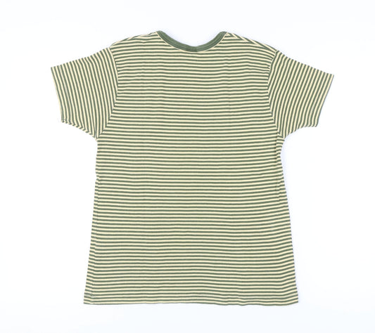Racing Green Women's Green Striped T-Shirt Size 16