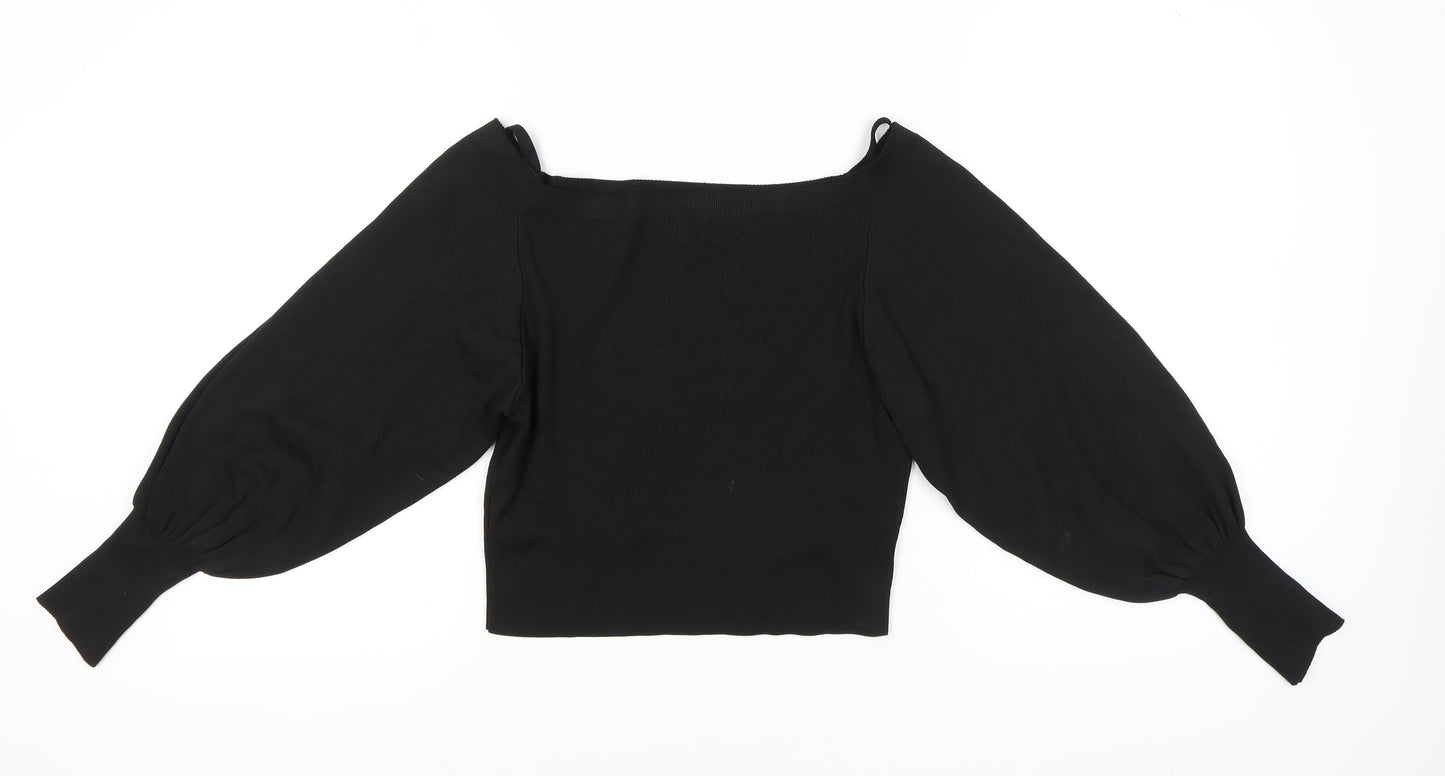 Topshop Women's Black Long Sleeve Top UK 14