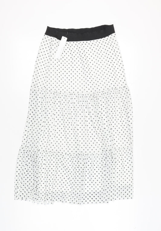 Red Herring Women's White Polka Dot Pleated Skirt Size 10