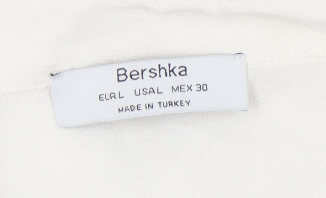 Bershka Women's White Button-Up Shirt L Casual Elegant