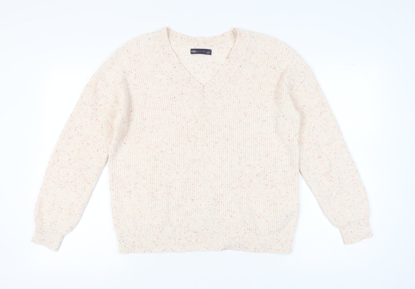 Marks and Spencer Women's Beige V-Neck Pullover M