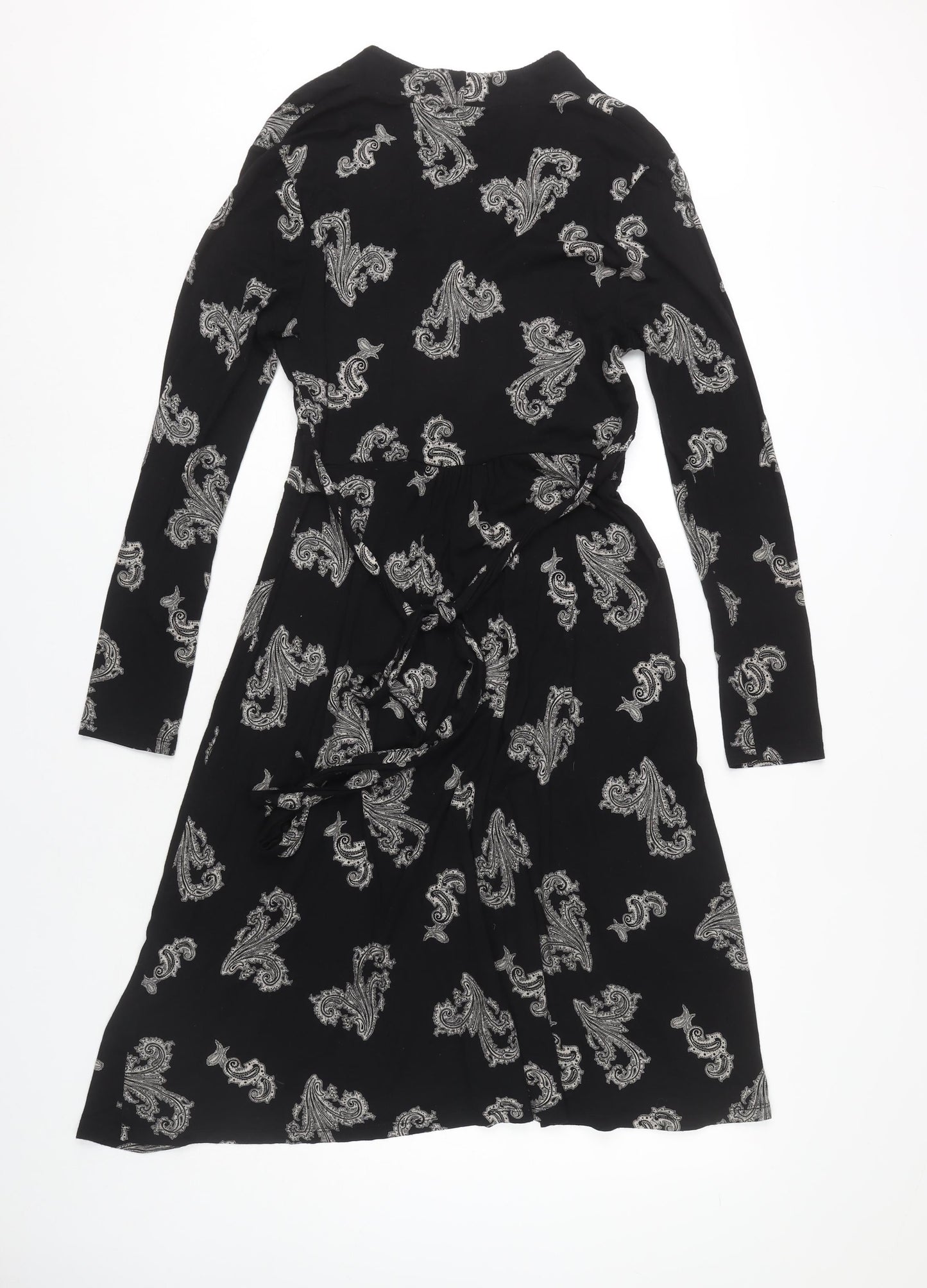 Monsoon Women's Black Paisley Dress Size 12 Long Sleeve