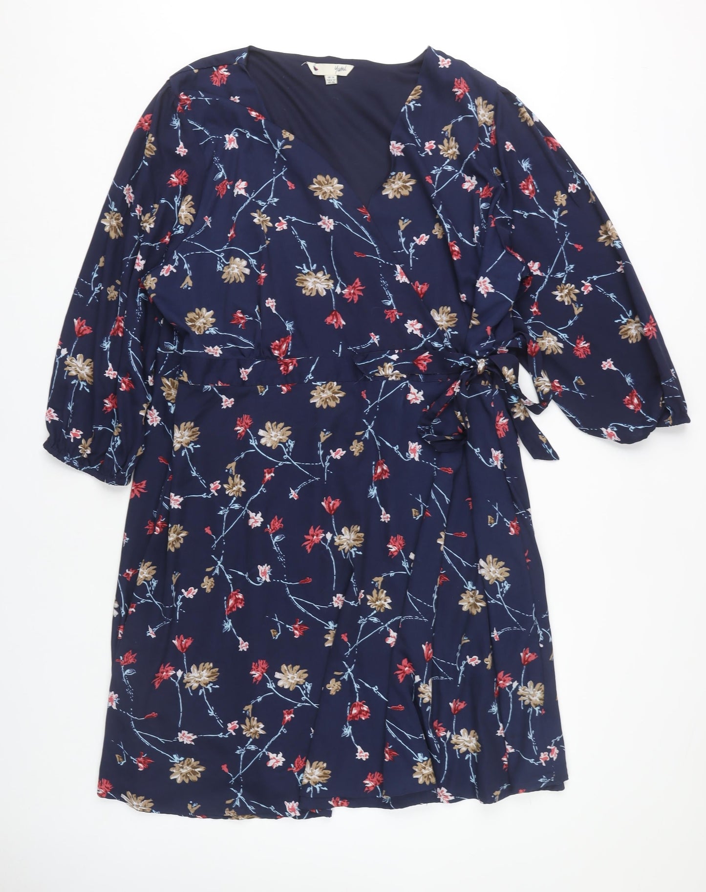 Yumi Women's Multicoloured Plus Size Floral Dress