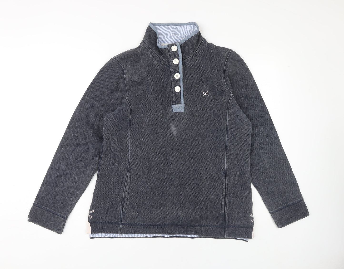 Crew Clothing Women's Grey Henley Sweatshirt Size 14