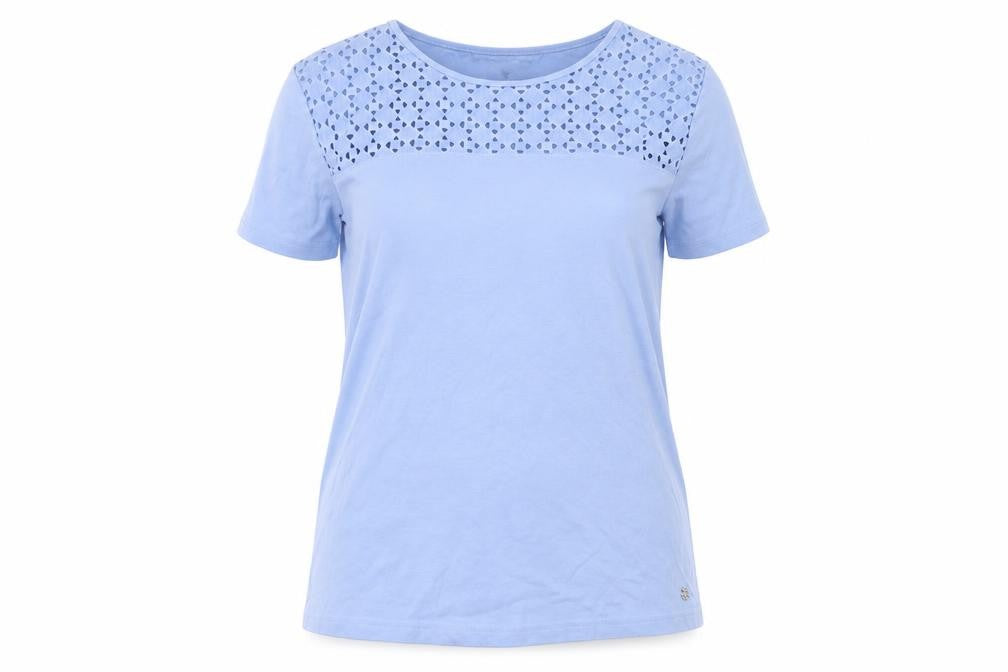 Maine Women's Blue Crochet Accent T-Shirt Size 16