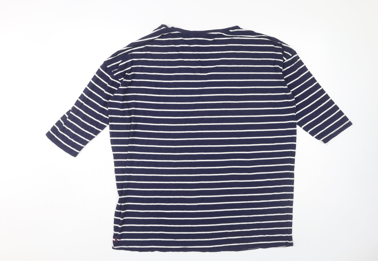 Joules Women's Blue Striped V-Neck T-Shirt Size 12