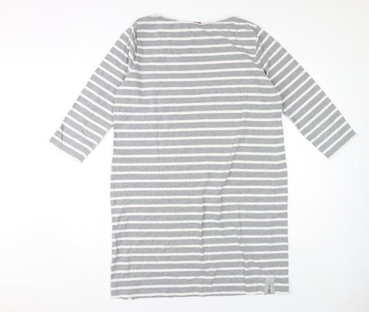 Jaeger Women's Grey Striped Boat Neck Dress, XL