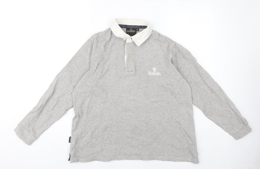 Guinness Men's Grey Long Sleeve Polo M
